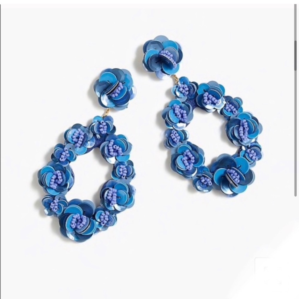 🌱 J. Crew Leather backed sequin petal earrings - Picture 4 of 8